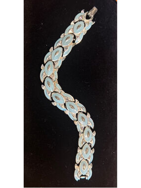 Women's Coro Light Blue & Silver Enamel Link Bracelet One Size